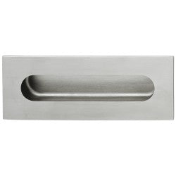Firkantet skålegreb fra Haefele i mat børstet rustfrit stål, 185 x 70 mm