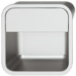 Firkantet skålegreb i zinklegering med aluminiumsfarvet overflade