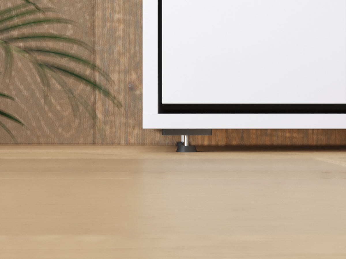 Hvid M1 skabsseng i høj model, 180x200 cm, med hvidt skab og hvid front