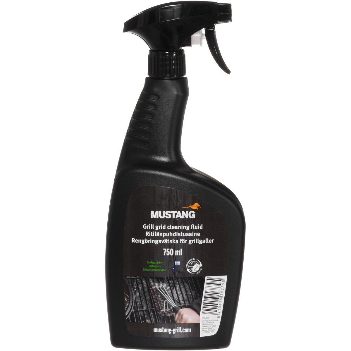 Flaske med 750 ml Mustang rengøringsvæske til grillrist og grilltilbehør