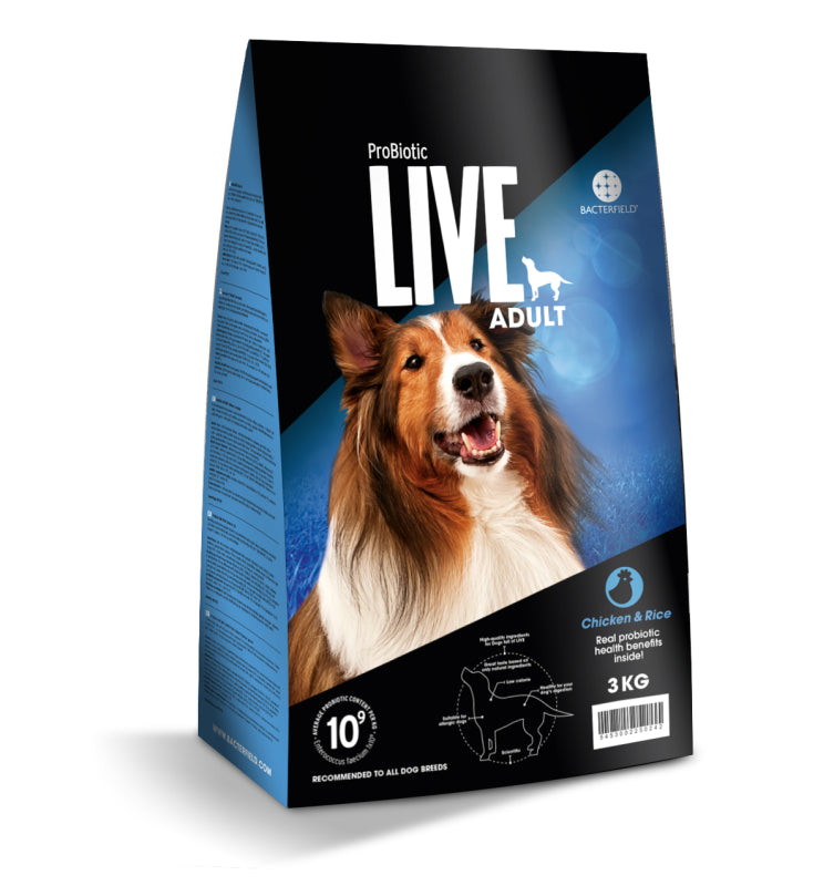 Pose med 3 kg ProBiotic LIVE Adult voksenfoder med kylling