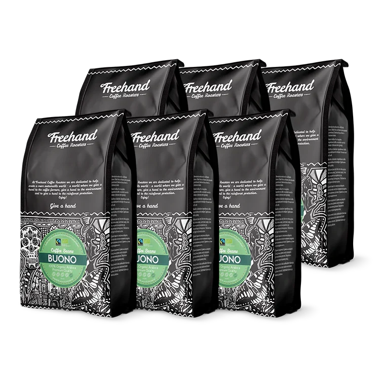 Freehand Buono mørkristede kaffebønner i smagskasse, 6 kg