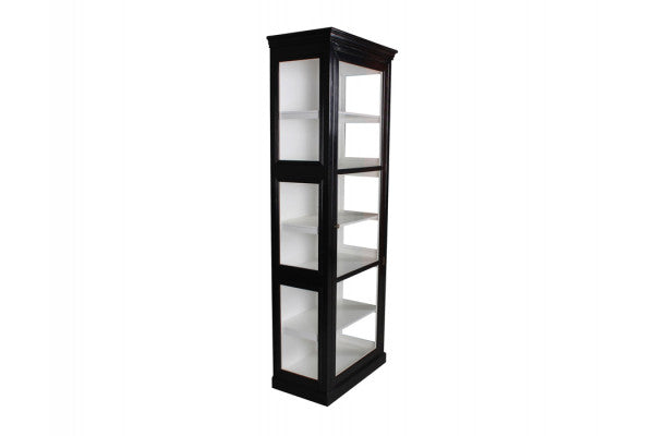 Fur Vitrineskab - 212x84x44 cm Sort/Hvid