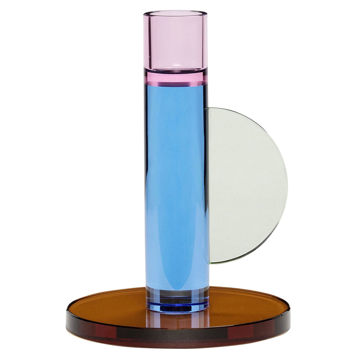 Hübsch Astro lysestage i blåt krystalglas, 14 cm