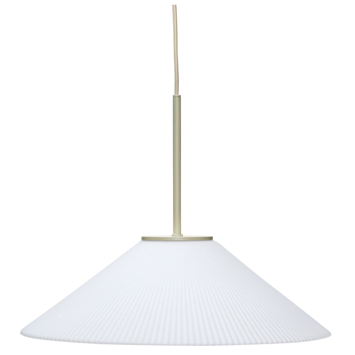 Hübsch Solid loftslampe i sand og hvid med riflet skærm og beige stofledning