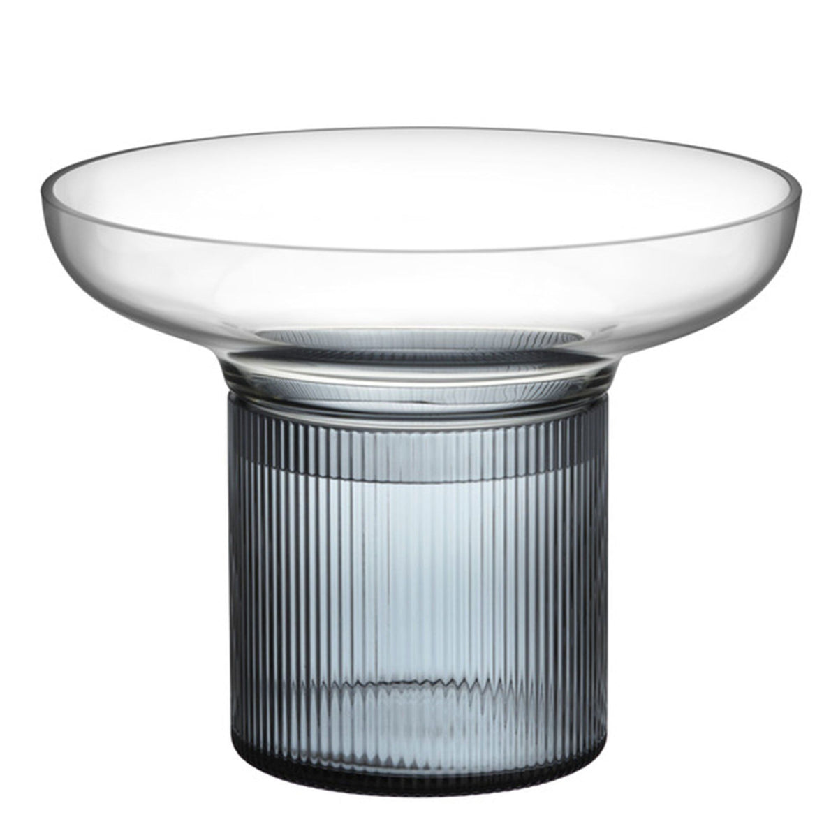 Orrefors Ensemble vase i blå og grå, 15 cm høj, med todelt minimalistisk design