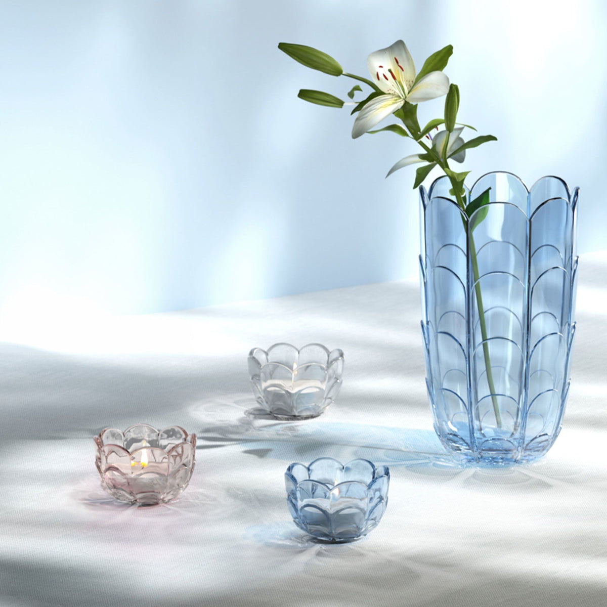 Holmegaard Lily fyrfadsstage i clear med diameter på 7 cm