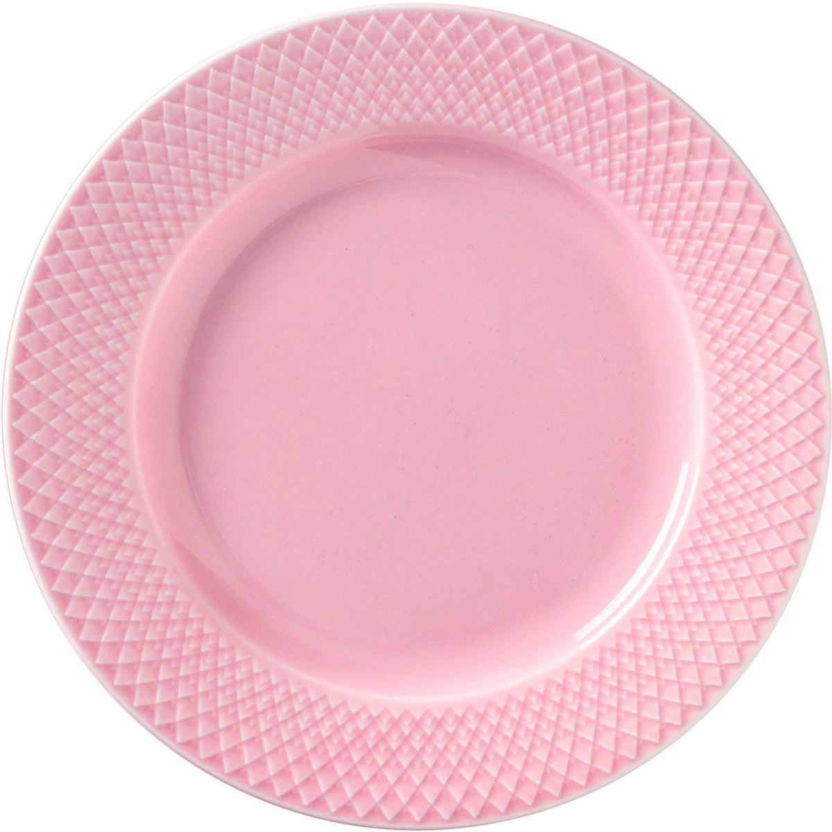 Rosa frokosttallerken fra Lyngby Porcelæn i serien Rhombe, 21 cm