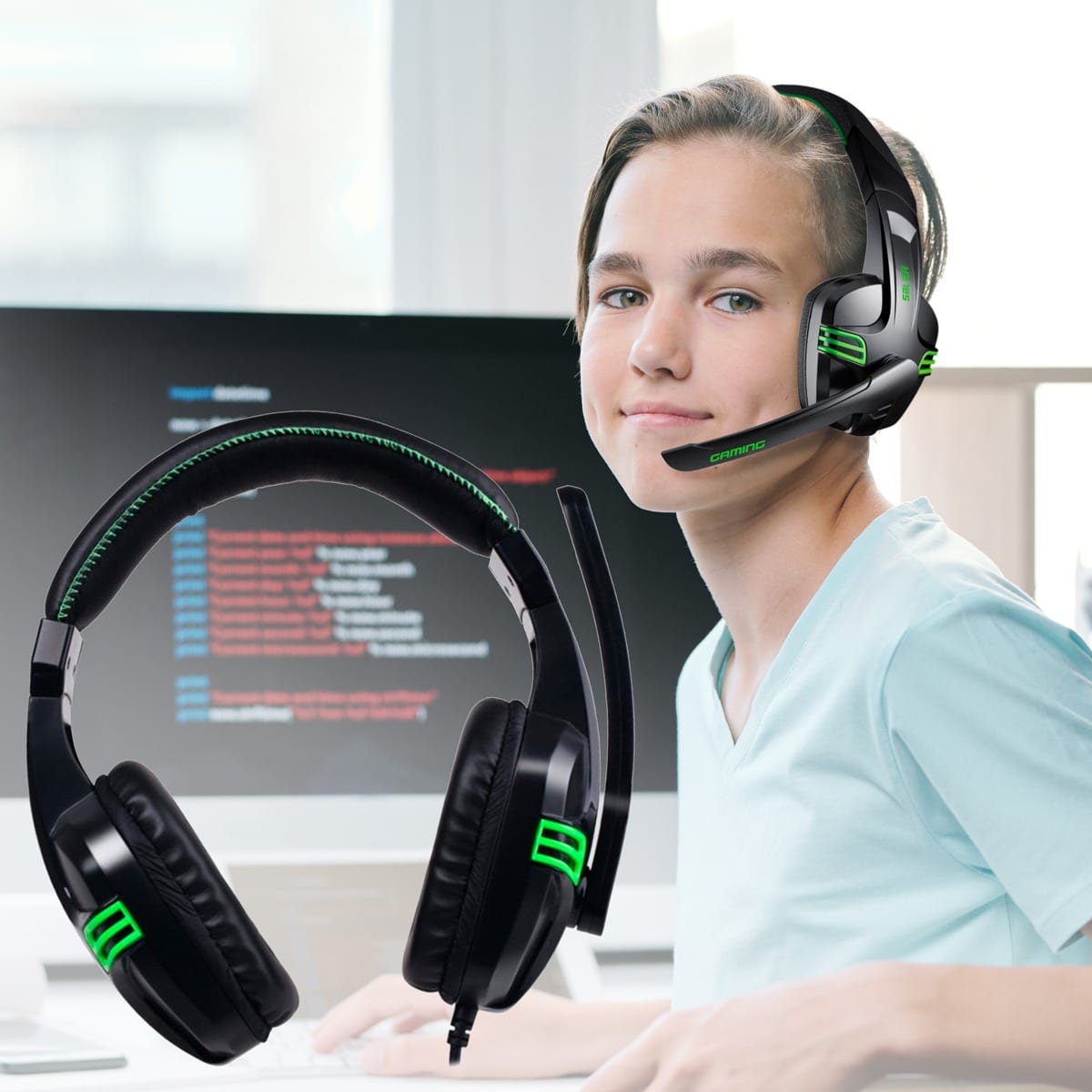 Se Gamer PC Headset m/mikrofon og stereo lyd - sort/grøn - ✔ Kæmpe udvalg i Satana - Køb online på udsalg og tilbud lige nu ✔ Lav fragtpris og hurtig levering - Varenummer: Satana-79360 på lager - Udsalg på Sundhed > Få op til 69% i rabat - Shop blandt over 2.739 brands