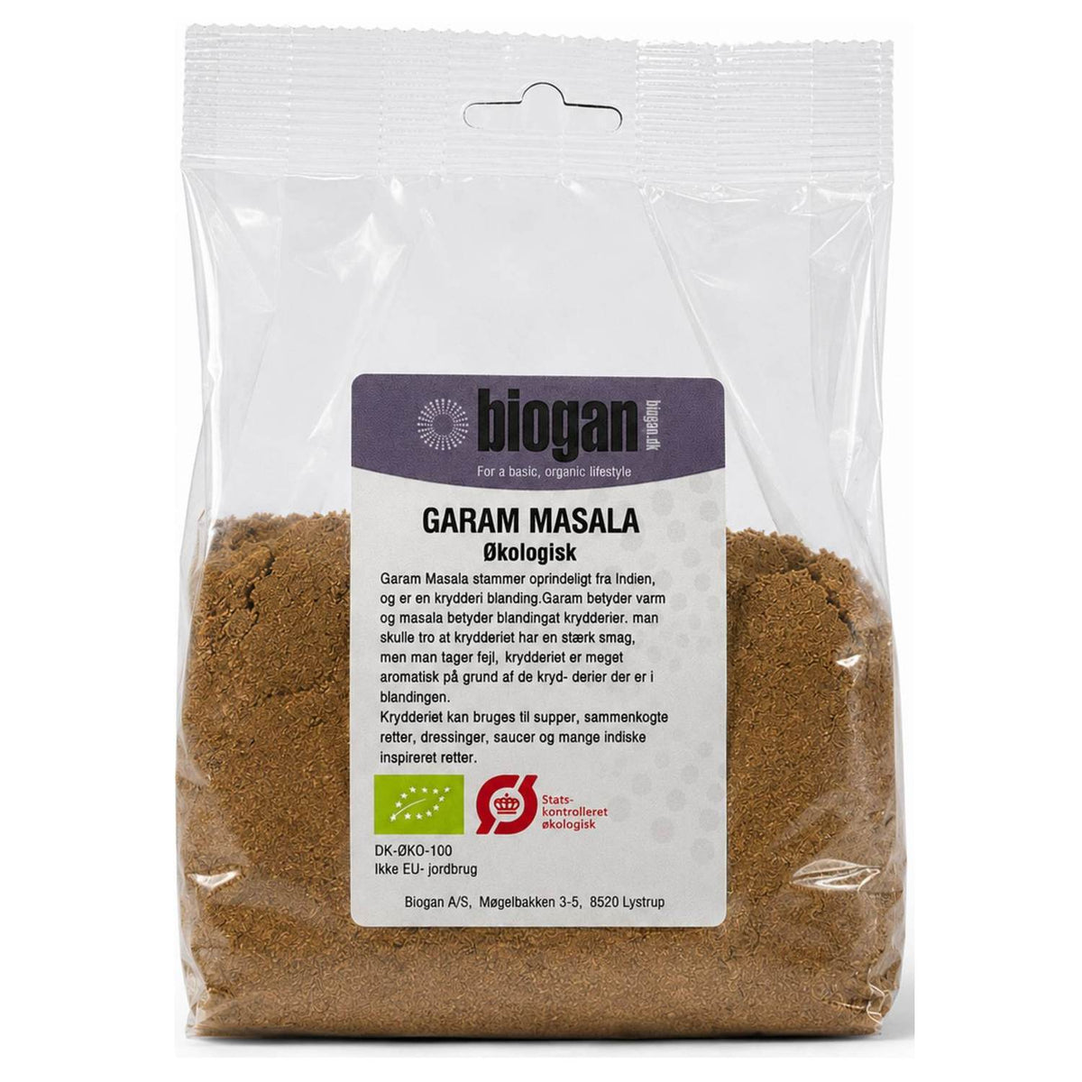 Pakke med 100 gram økologisk garam masala fra Biogan
