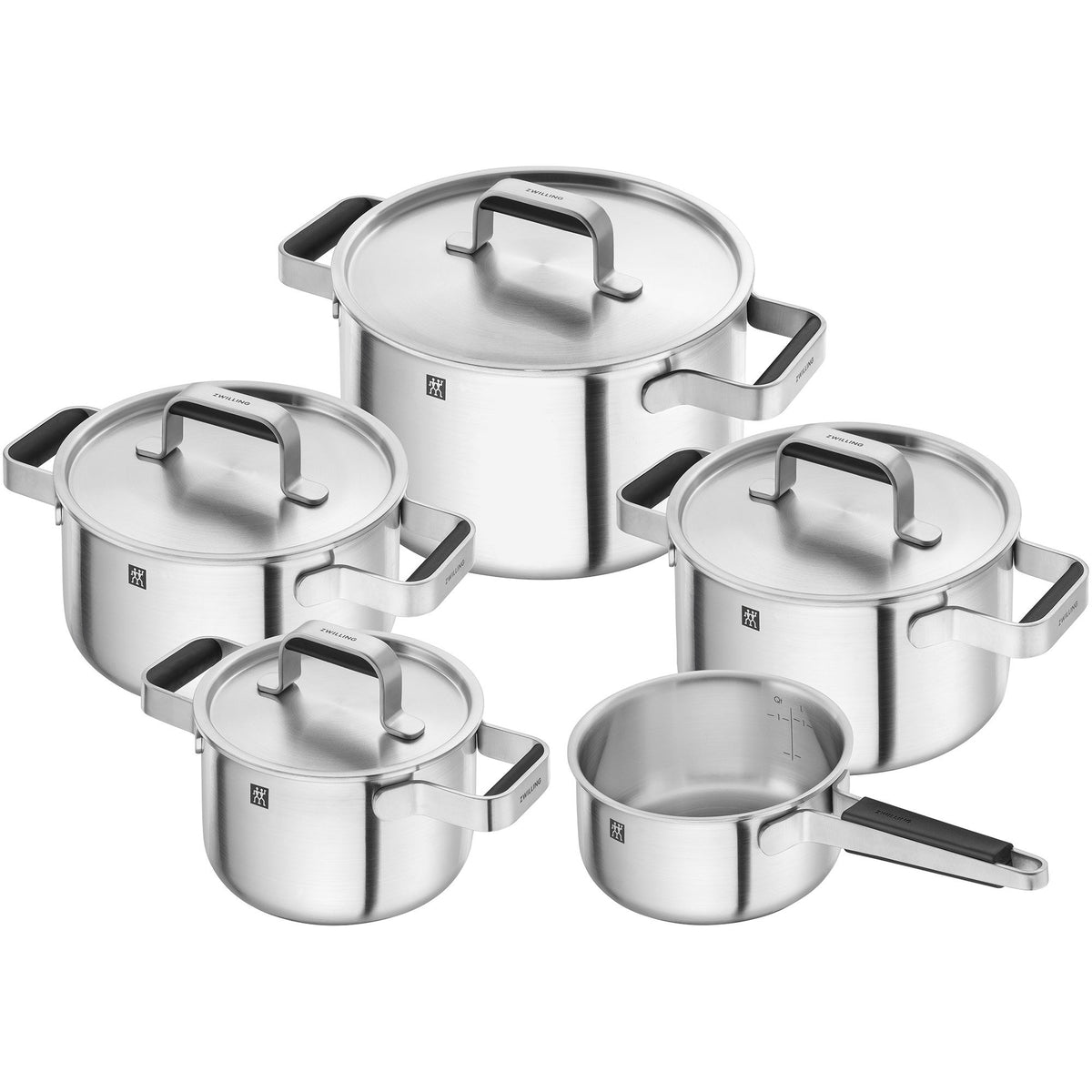Zwilling Pure grydesæt i rustfrit stål med fem dele og fire låg