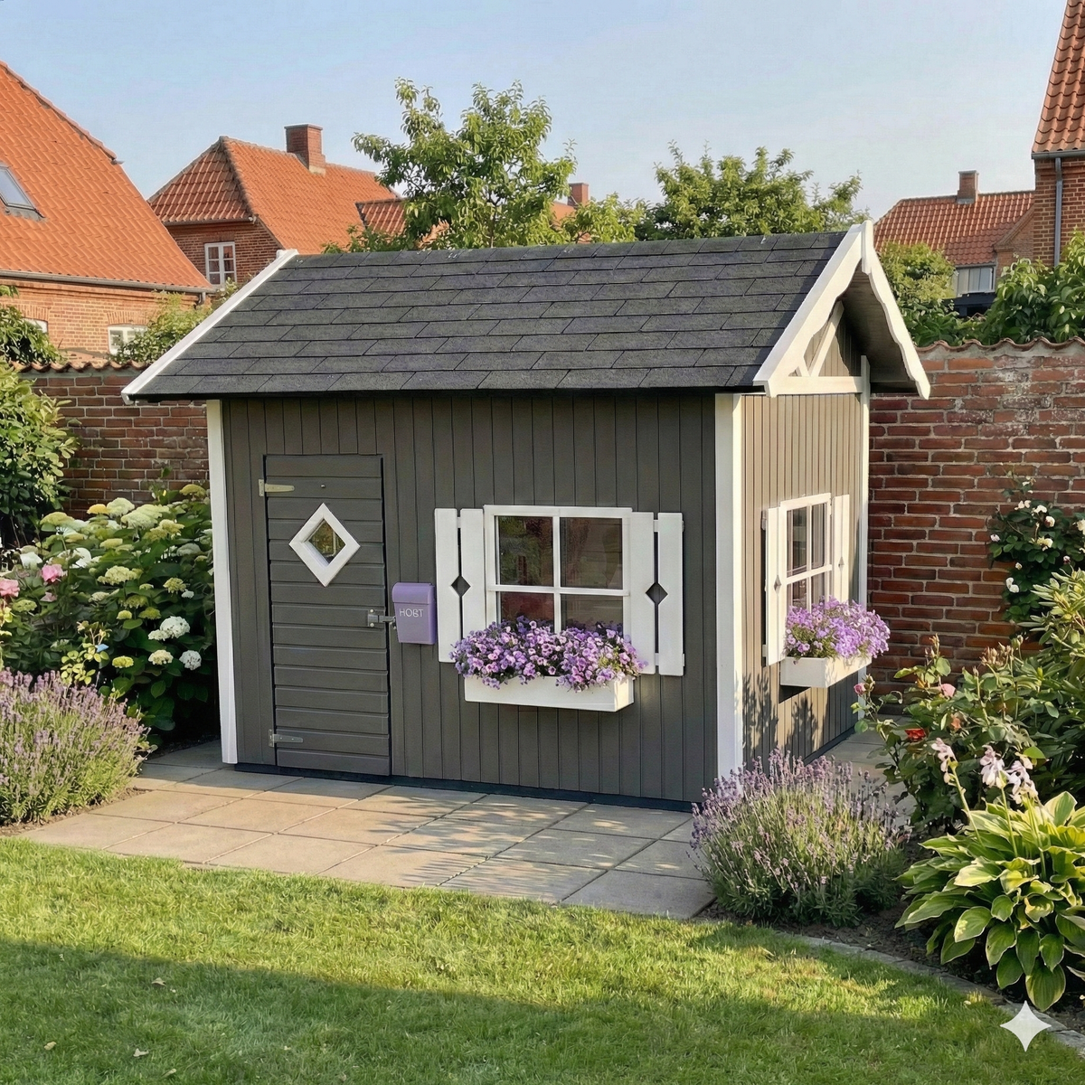 Lille Amanda legehus i træ med hems, 3,7 m², fra Sølund Huse