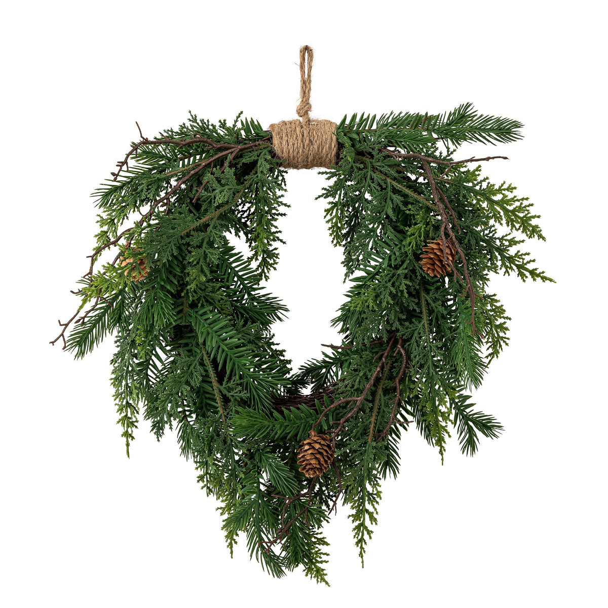 Grøn Pine dekoration med grene og kogler fra Bloomingville