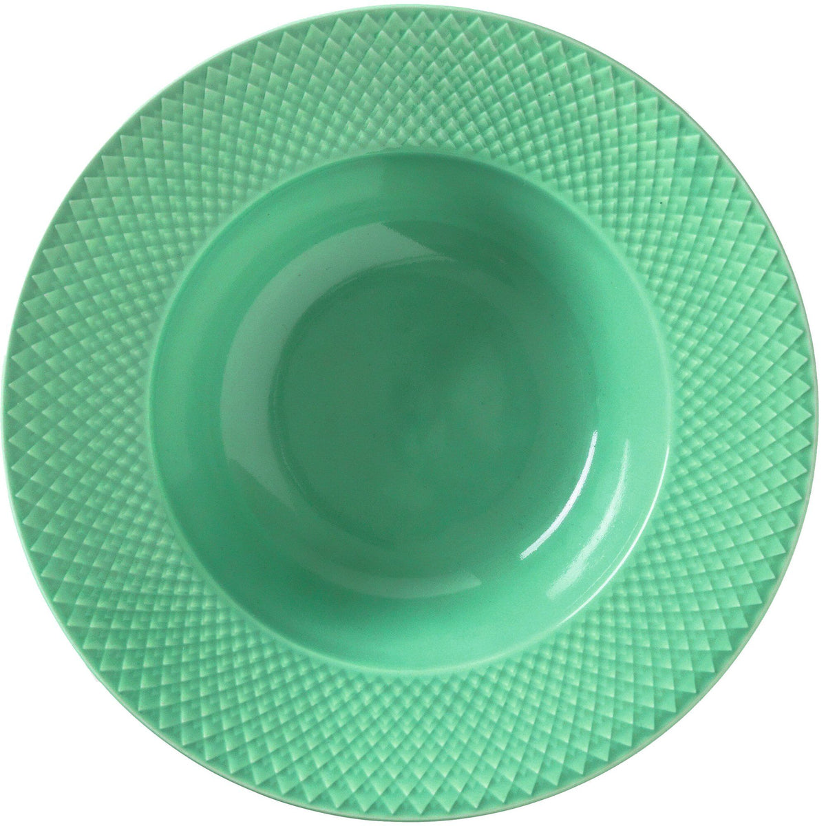 Grøn dyb tallerken, 24,5 cm, fra Lyngby Porcelæn Rhombe Color
