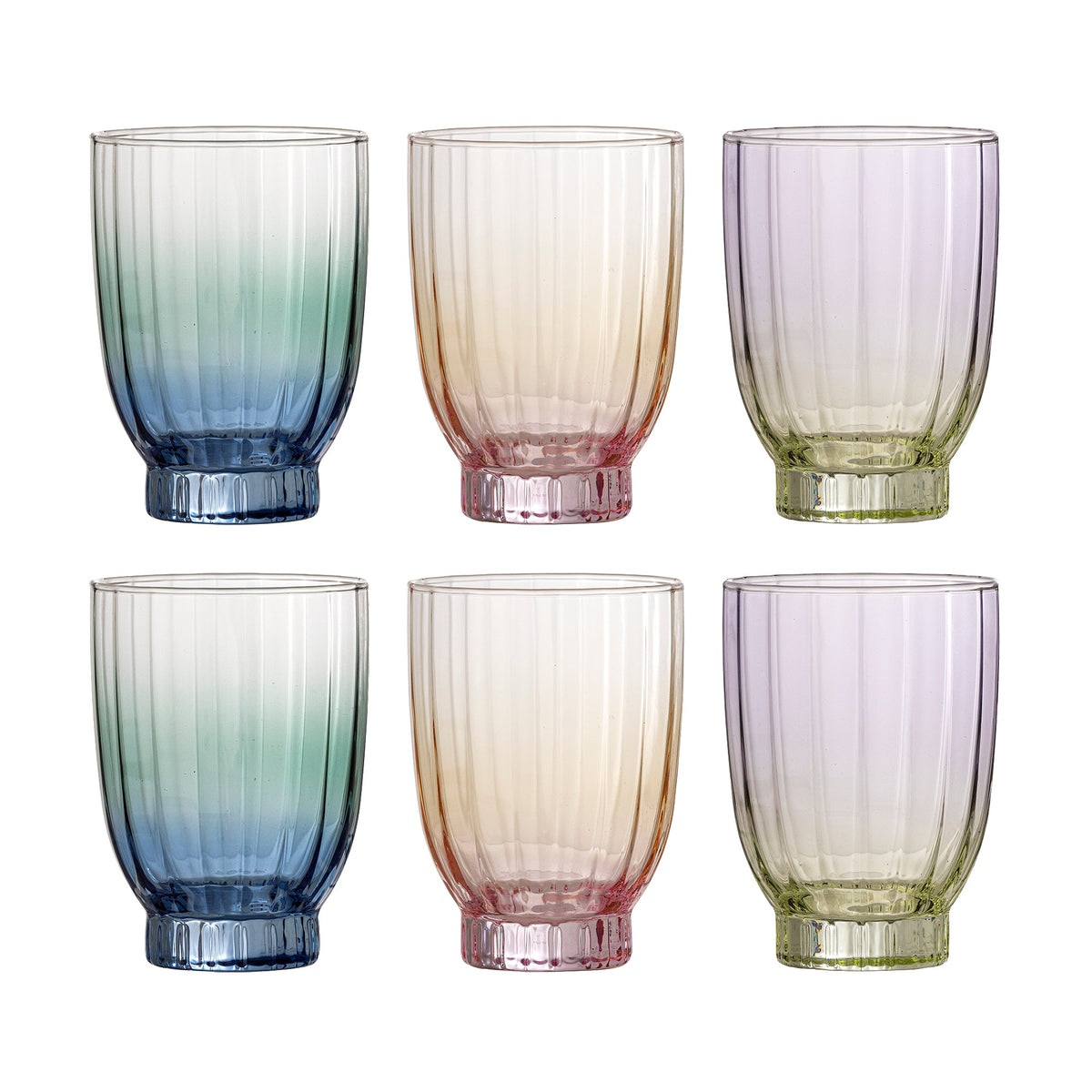 Bloomingville Nicoline drikkeglas i multifarvet glas, sæt med seks stk.