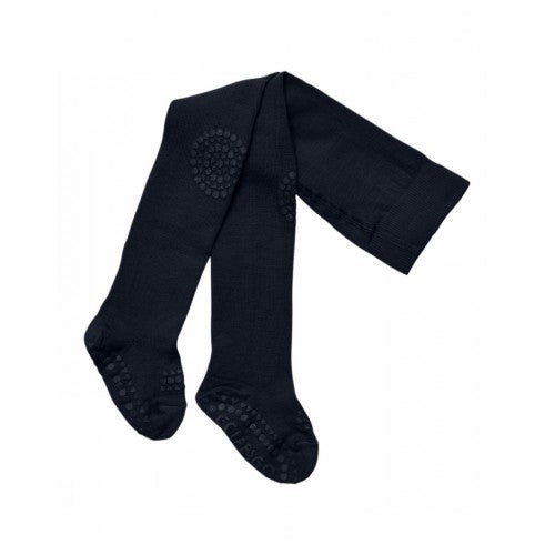 Gobabygo mørkeblå kravlestrømpebukser i bambus med skridsikkert grip