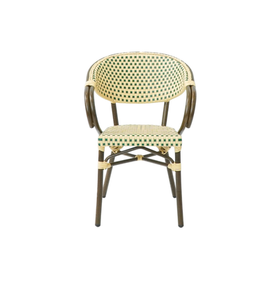 Paris - Caféstol m. armlæn - Flet - Grøn-beige