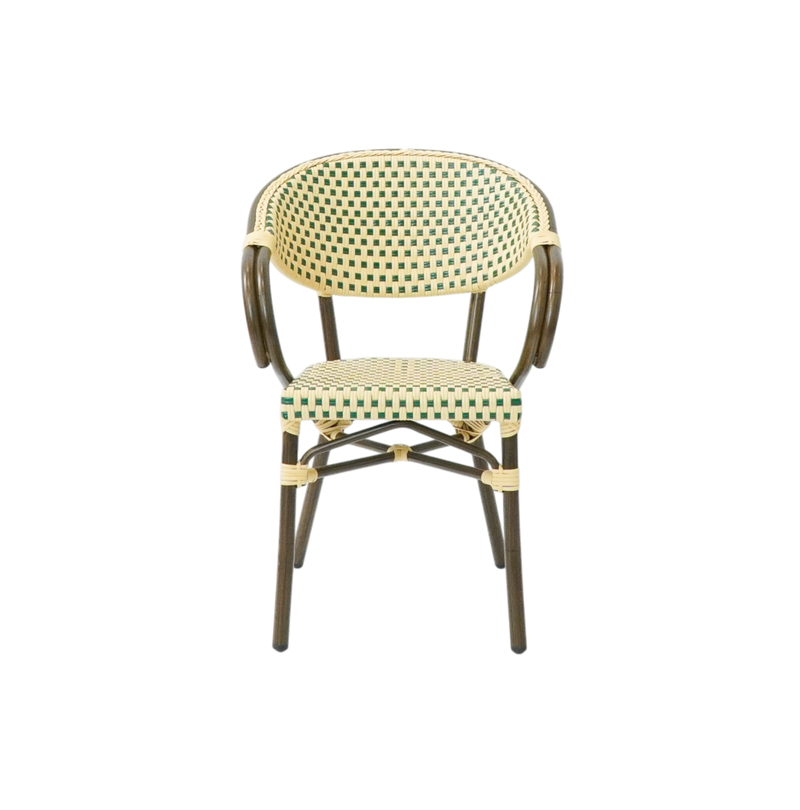 Paris - Caféstol m. armlæn - Flet - Grøn-beige