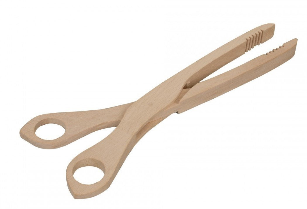 Saksformet tang i bøgetræ, 28 cm, til grill og salat