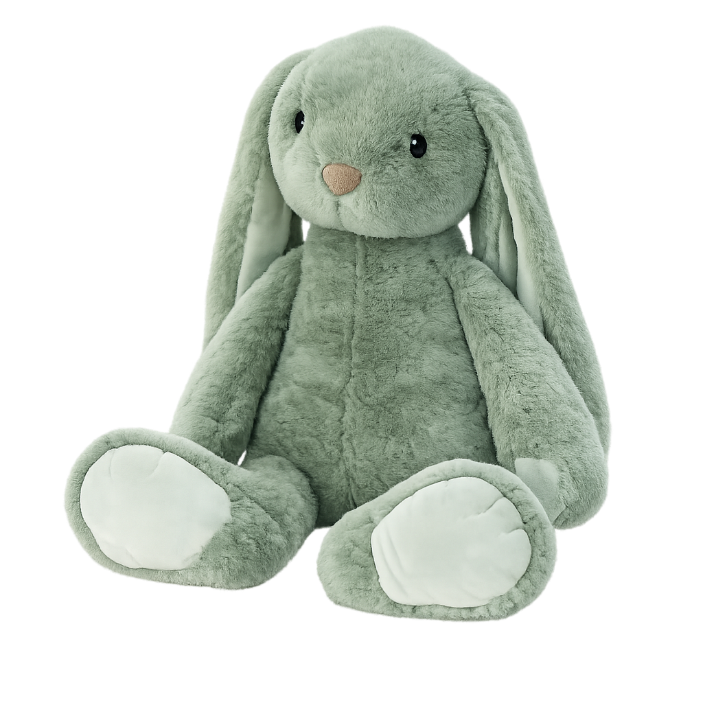 Grøn kaninbamse på 70 cm med lange hængeører