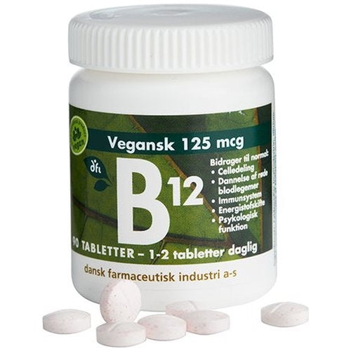Pakke med B12-vitamin 125 mcg, 90 tabletter, fra Grønne dfi vitaminer