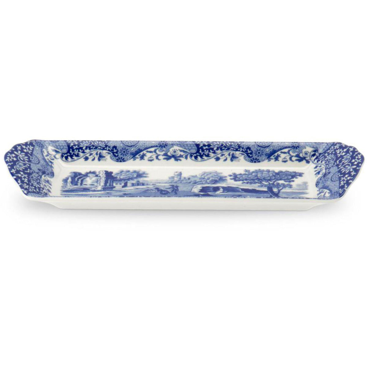 Spode Blue Italian serveringsfad i melamin med blåt og hvidt Imari Oriental-mønster