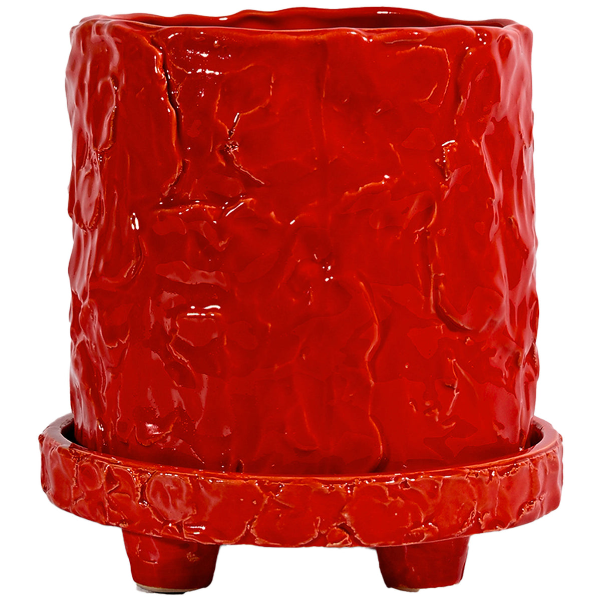 Rød Byon Muddy S krukke i ler med blank glasur, 17,5 x 18 cm