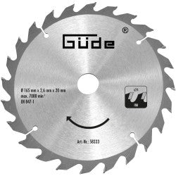 Güde HM savklinge med diameter 165 mm til rundsav og dyksav