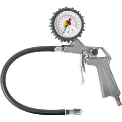 Güde dækpumpe med manometer, gummikant og aluminiumshåndtag