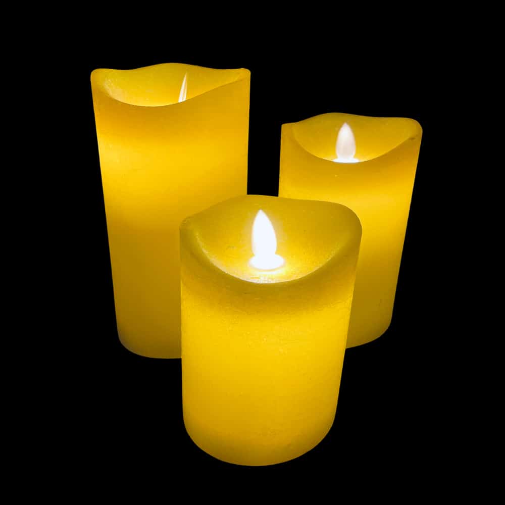 Se LED blok stearinlys - RUSTIK - 3 stk. - 10/125/15 cm - m/3D flamme - (flere farver) - Gul ✔ Kæmpe udvalg i Satana - Køb online på udsalg og tilbud lige nu ✔ Super billig fragt og lynhurtig levering - Varenummer: Satana-1549770 på lager - Udsalg på Personlig pleje > Shampoo > Op til 63% rabat - Kendte mærker på udsalg – over 1.329 brands