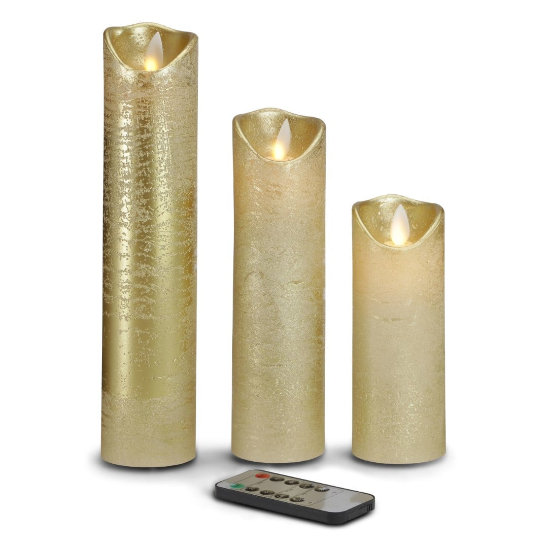 Se LED stearinlys - 3 stk. - 15/20/25 cm - m/3D flamme - (flere farver) - Guld ✔ Kæmpe udvalg i Satana - Køb online på udsalg og tilbud lige nu ✔ Billig fragt og hurtig levering - Varenummer: Satana-390154 på lager - Udsalg på Sundhed > Nødder og kerner > Store besparelser – op til 71% - Shop over 2.281 kendte brands på udsalg
