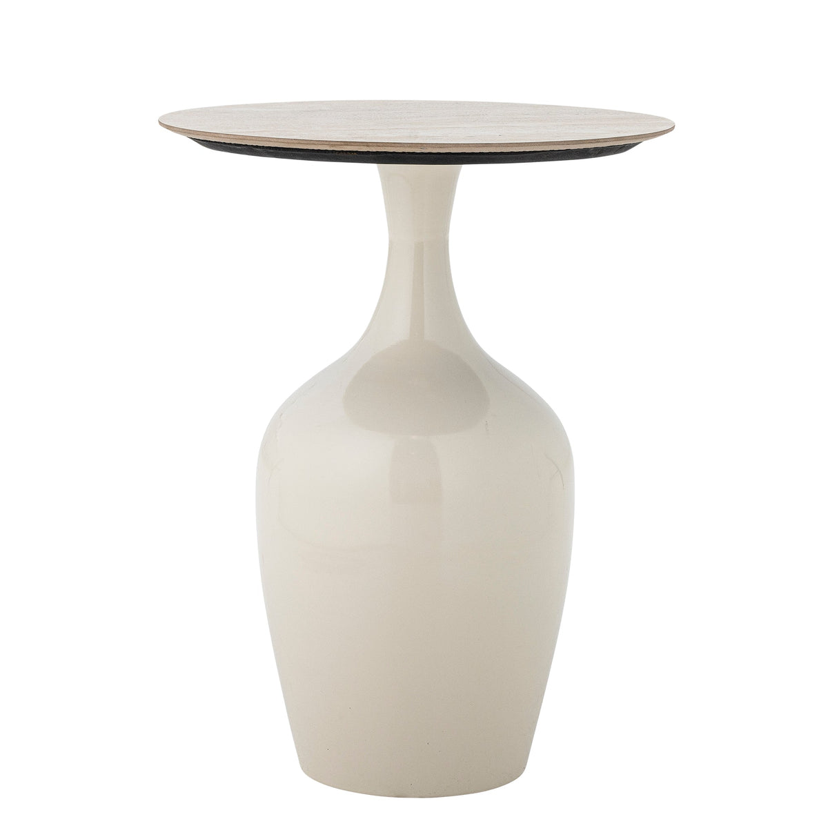 Rundt Lecco sidebord i beige jern med sort detalje fra Creative Collection