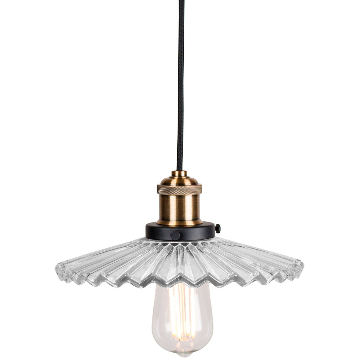 Klar Cobbler pendel fra Globen Lighting i plisseret glas, 25 cm