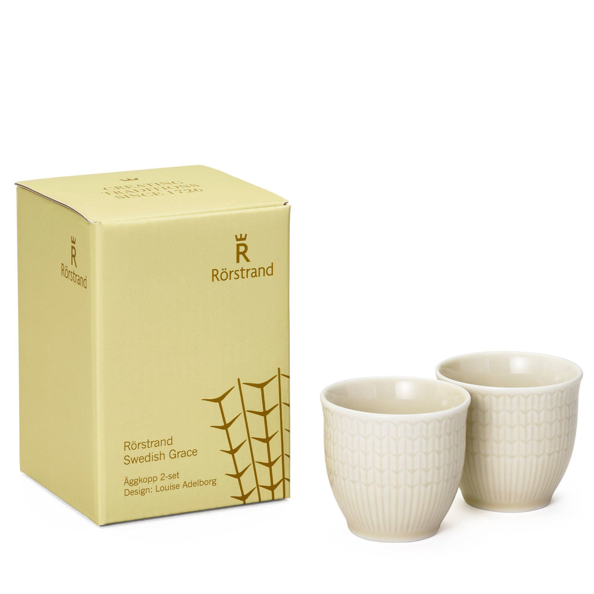 Rörstrand Swedish Grace æggebægre i feldspatporcelæn, farven havre, 2 stk.