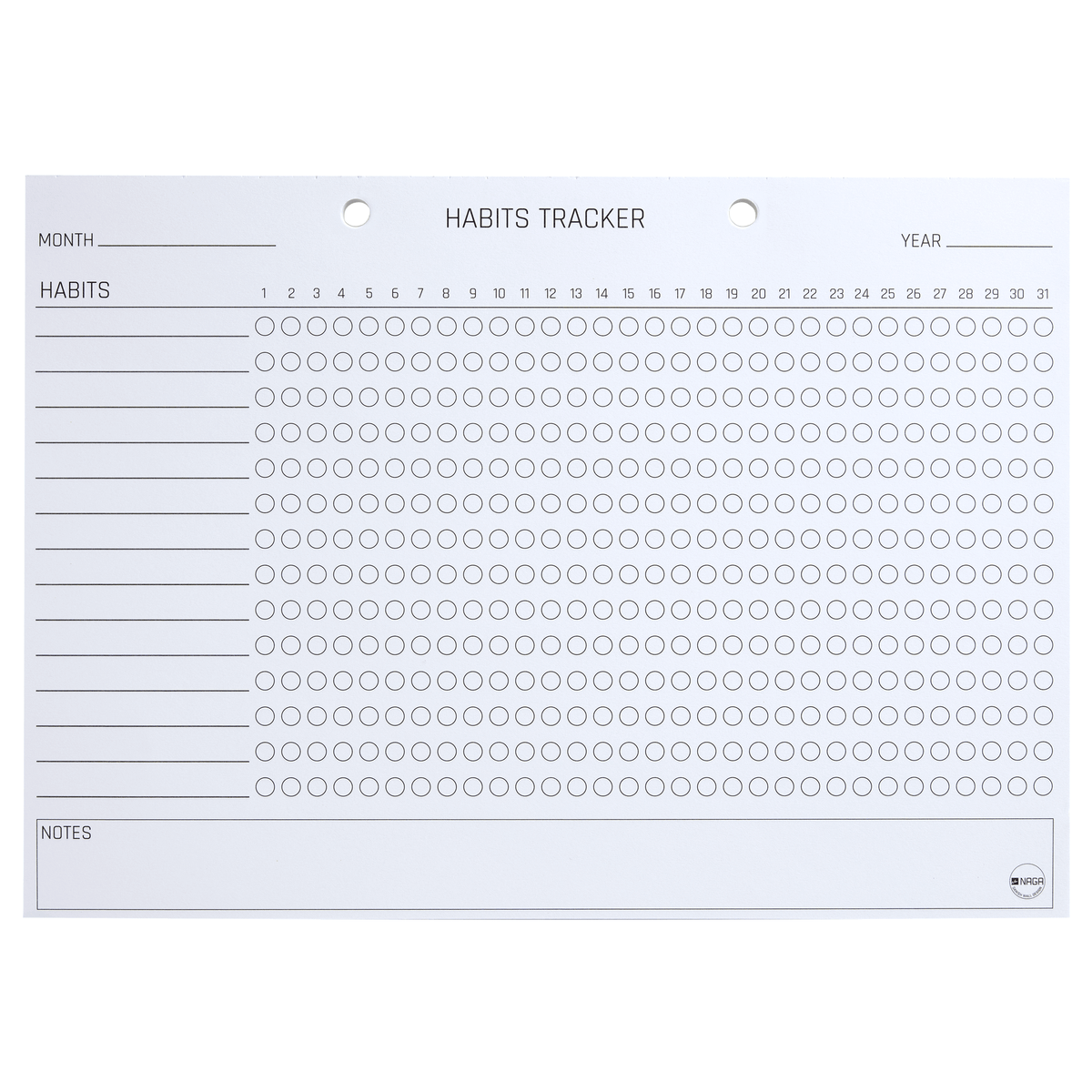 A4 planlægningsblok med habit tracker på engelsk