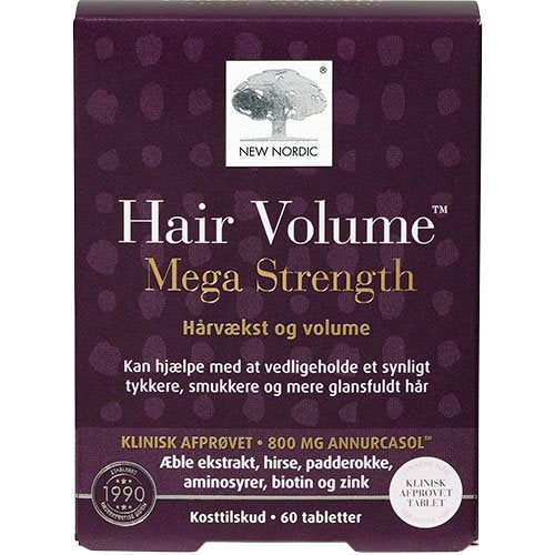 New Nordic Hair Volume Mega Strength kosttilskud, pakning med 60 tabletter