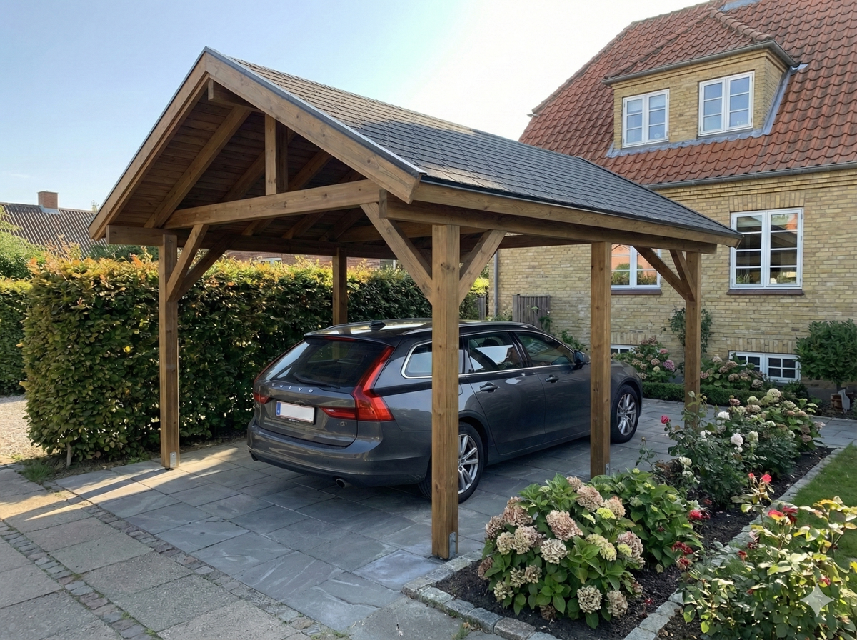 Carport Hans 1 på 11,7 m² set udefra