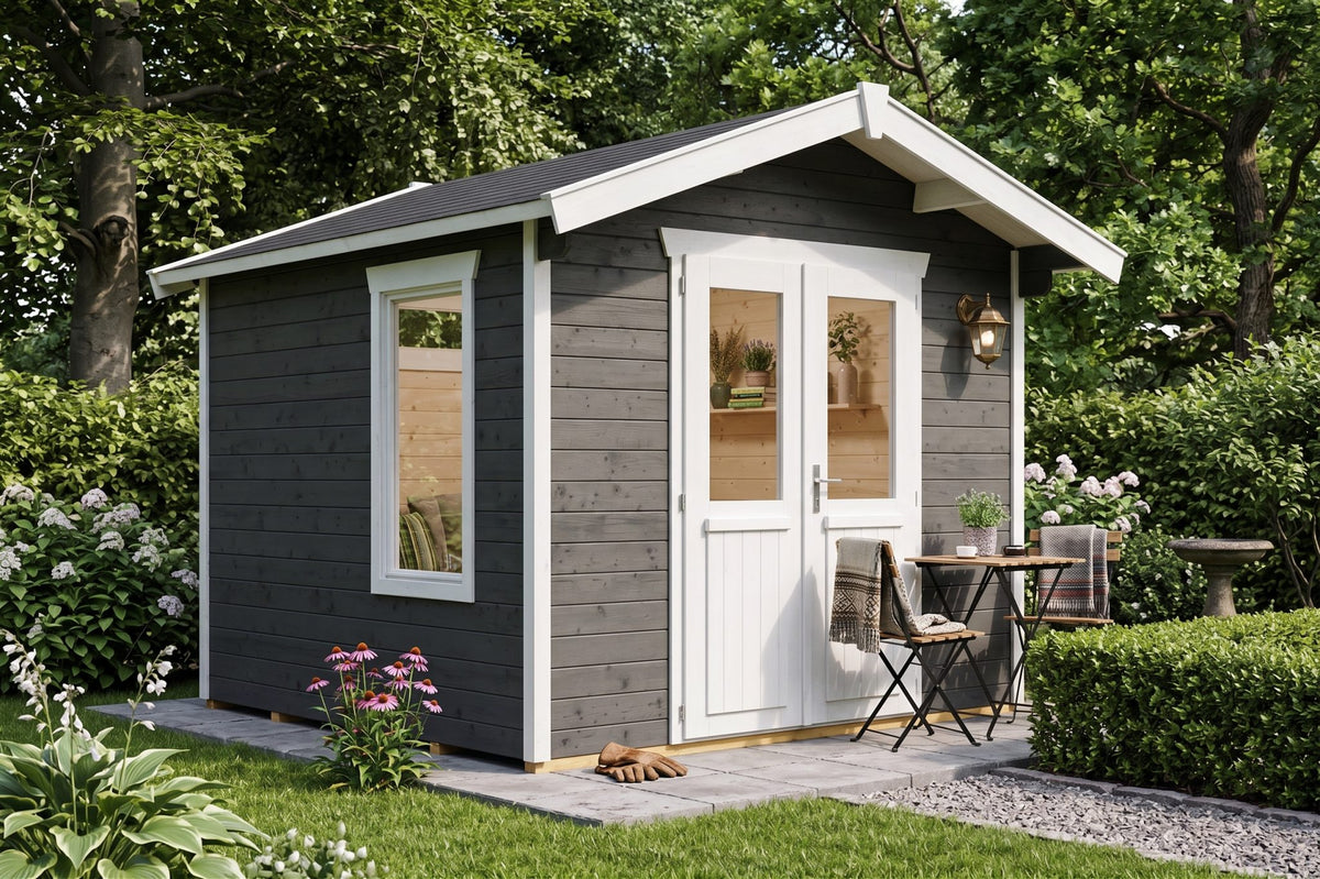 Kompakt havehus Helle på 6,5 m² fra Sølund Huse med mål 250 x 260 cm