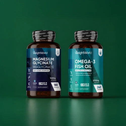 WeightWorld helsepakke til dagligt velvære med magnesiumglycinat og omega-3-fiskeolie