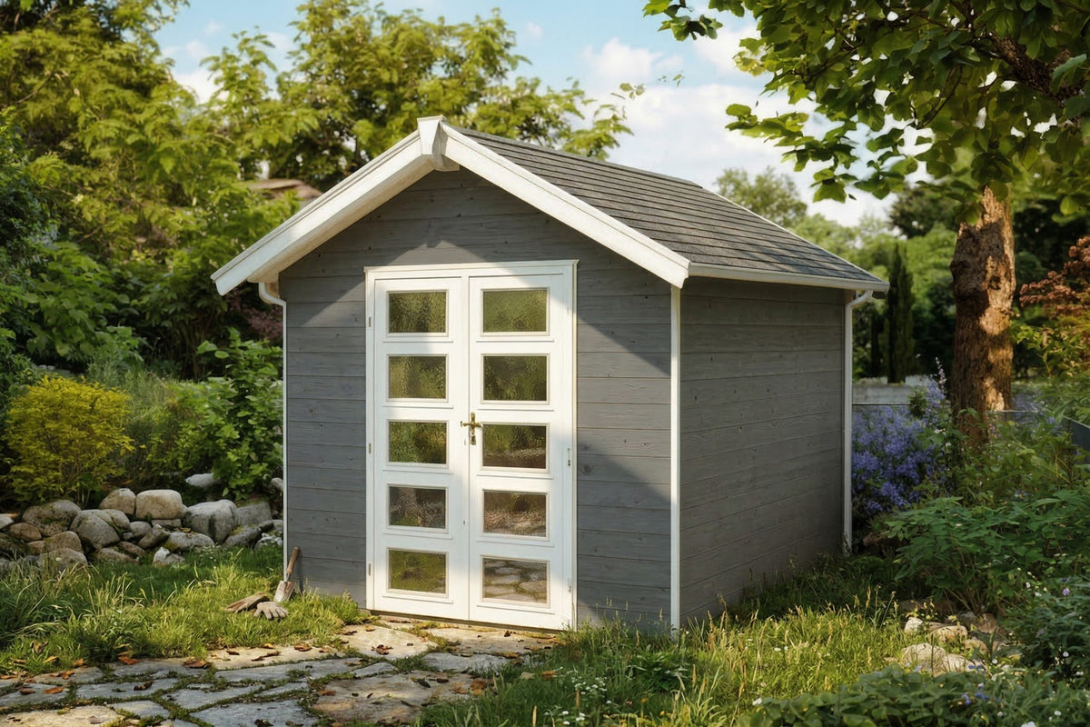 Henri redskabsskur på 7,5 m² med saddeltag i tidløst design fra Sølund Huse