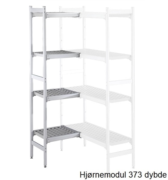 Zanussi hjørnereol i aluminium med plasthylder, 373 x 2020 mm