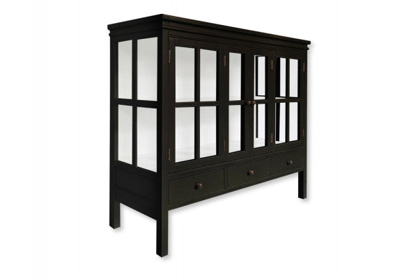 Se Hjarnø Vitrineskab - 110x130x45 cm Sort/Hvid ✔ Kæmpe udvalg i  KopK ✔ Hurtig levering: 1 - 2 Hverdage samt billig fragt - Varenummer: HML-DK3821V1014 og barcode / Ean:  på lager - Udsalg på INDEMØBLER > Vitrineskabe Spar op til 61% - Over 1334 design mærker på udsalg