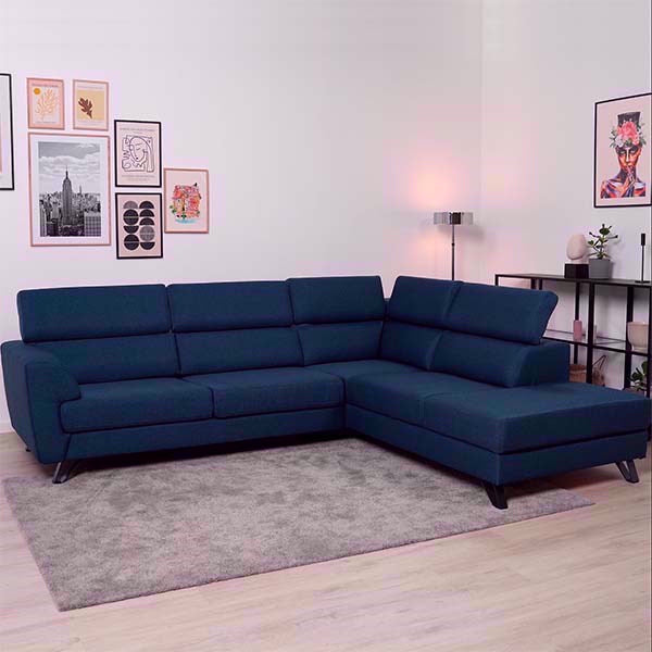 Blå Scandinavian Living Billund open end-sofa i stof med justerbar nakkestøtte