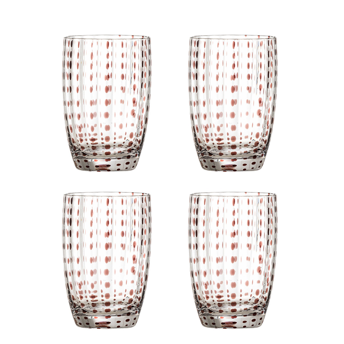 Sæt med fire brune Brinley drikkeglas fra Bloomingville, Ø7,5 × H11 cm