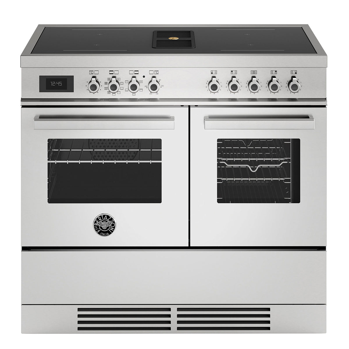 Bertazzoni PROCH104I2EXT induktionskomfur i rustfrit stål, 100 cm med to ovne og emhætte