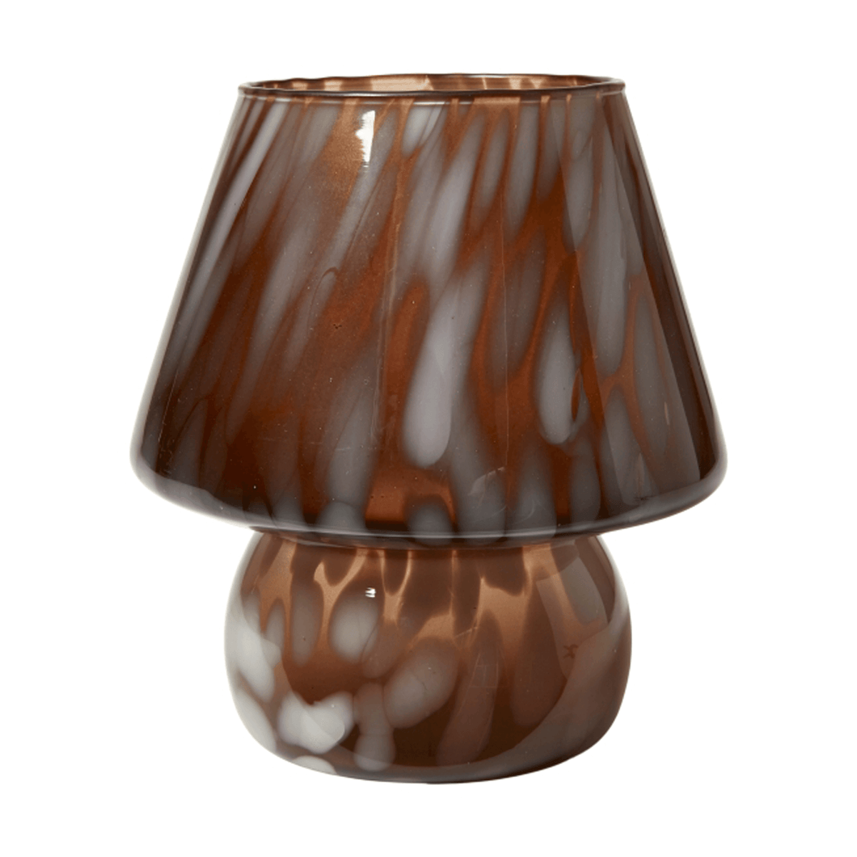 Mushroom lysestage i brunt glas