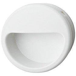 Hvidt cirkelformet skålegreb i kunststof, Ø55 mm, fra Haefele