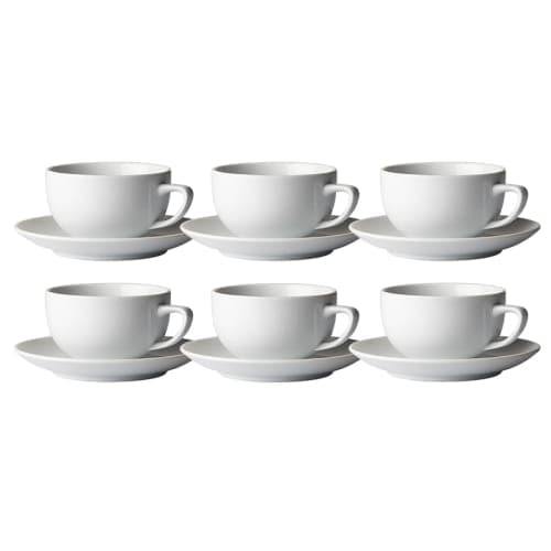 Hvidpot kaffekopper med underkop - 6 sæt