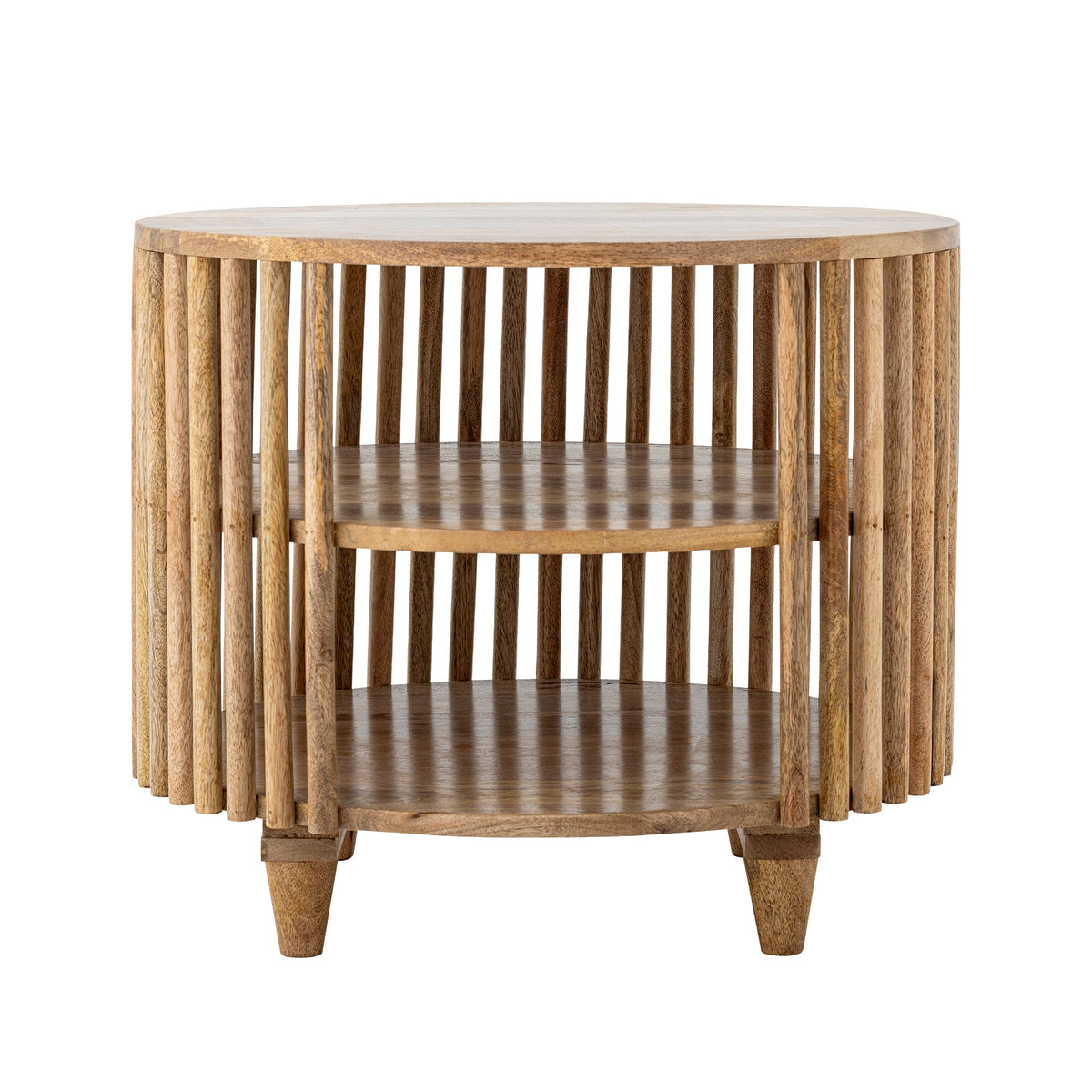 Rundt Sali sofabord i mangotræ med to hylder fra Creative Collection