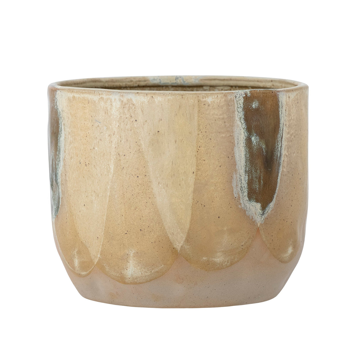 Brun håndmalet May urtepotteskjuler i stentøj med beige nuancer fra Creative Collection